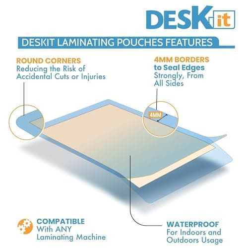 Deskit Laminating Pouches A4, Glossy, 120 Sheets, 100 Microns - Clear and Durable Presentations - Flexible Rigidity for Everyday Use thumbnail 2