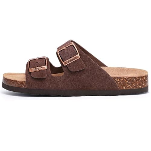 ODOLY Unisex Comfortable Cork Footbed Slide Sandals with Arch Support | Adjustable Buckle, Lightweight Summer Sandals for Travel and Everyday Wear thumbnail 3