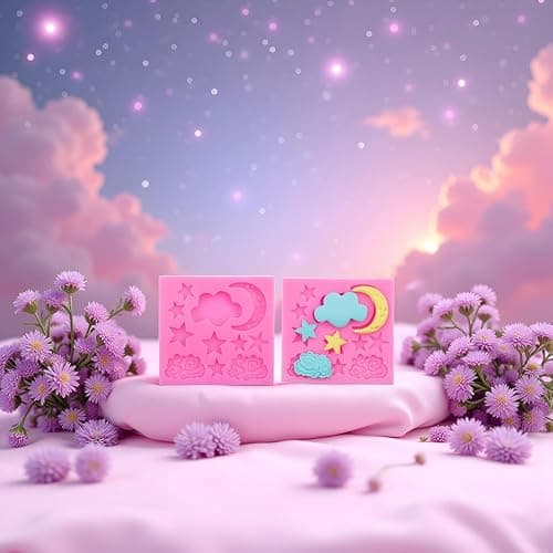 3Pcs Pink Moon and Star Molds Silicone, Cloud Fondant Mold Moon Star Cloud Chocolate Molds for Chocolate Candy Baking Sugar Cakes Decorating Candy Making Supplies thumbnail 3