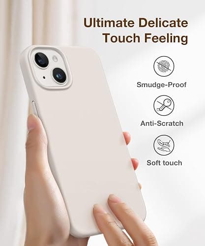 GONEZ Magnetic for iPhone 14 Case, Compatible with Magsafe, with Screen Protector + Camera Protector, Anti-Scratch Microfiber Lining, Liquid Silicone Shockproof Protective Phone Case, Stone - Stone thumbnail 7
