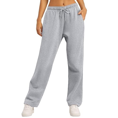 ZGTWHZY Womens Wide Leg Sweatpants Baggy Casual Drawstring High Waisted Lounge Athletic Sweat Track Pants with Pockets thumbnail 2