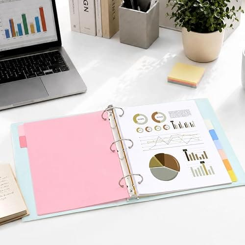 SUNEE 8 Tab Binder Dividers,Plastic Dividers for 3 Ring Binder,3 Ring Binder Dividers with Tabs for School Office Home Supplies,Pastel Color, 3 Set thumbnail 9