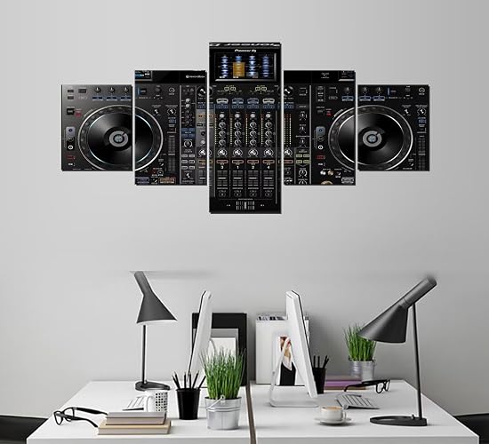 Wall HDQ Music Canvas Wall Art 5 Piece Audio Pictures DJ Wall Decor Musical Equipment Print Painting for Music Room Recording Studio Living Room Bedroom Decor Gifts for Musician (60" Wx32 H) - 60''W x 32''H - 530 thumbnail 4