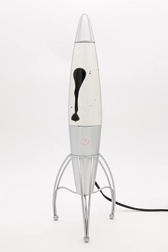 Inspired Designs Retro Rocket Ship Ferrofluid Lava Lamp with Magnetic Black Wax and Clear Liquid, 15 inch thumbnail 2
