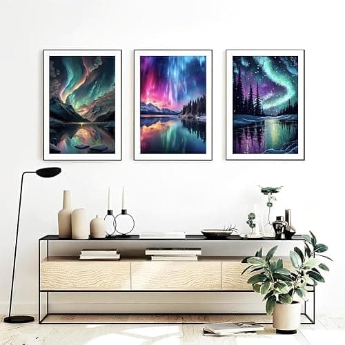OFRKE Diamond Painting Kits for Adults,3 Pack Aurora Diamond Art for Beginners, Diamond Round 5D Full Drill Paint with Diamonds Pictures Gem Art Painting Kits DIY Crafts Kits 12x16inch thumbnail 5