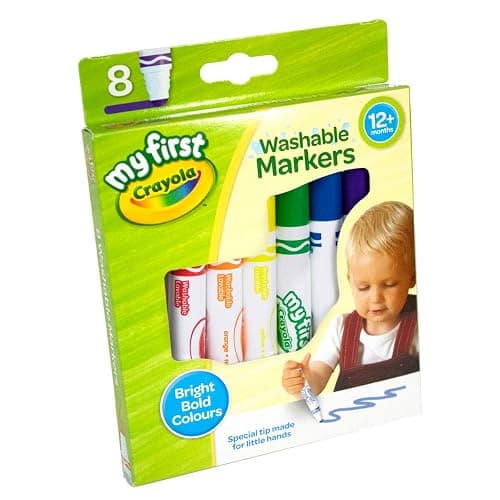 CRAYOLA MyFirst Washable Markers - Assorted Colours (Pack of 8) | Easy-Grip Markers Ideal for Toddlers Hands | Ideal for Kids Aged 12+ Months - Image 1