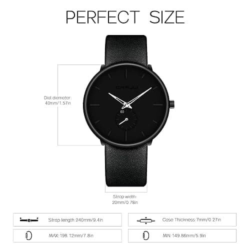 FIZILI Mens Watches Ultra-Thin Minimalist Waterproof-Fashion Wrist Watch for Men Unisex Dress with Leather Band thumbnail 5