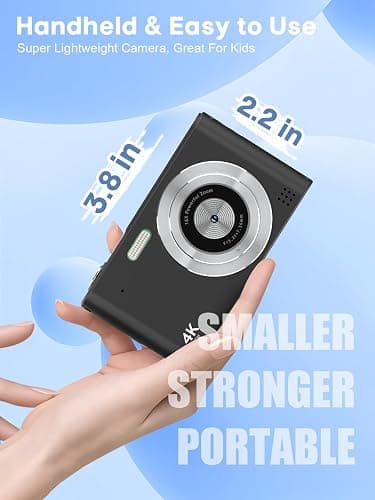 Digital Camera, 44MP Full HD 1080P Point and Shoot Camera with 64GB Card, Anti Shake 16X Zoom Compact Volg Cameras, Portable Small Camara Gift for Kids, Ages Teen Girl Boy - Black thumbnail 3