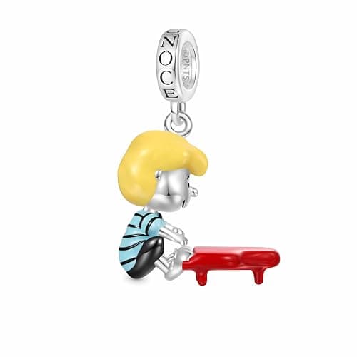 GNOCE Peanuts Snoopy Pendant Dangle Charm for Women, S925 Sterling Silver Dangle Charms for Women Wife, Valentine‘s Day, Mother’s Day Jewelry (Schroeder Piano) - Image 1