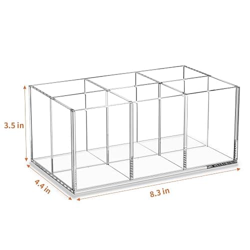 HIIMIEI Clear Makeup Brush Holder Organizer Acrylic 6-Slots Cosmetic Brushes Storage Organizer for Vanity Countertop thumbnail 3