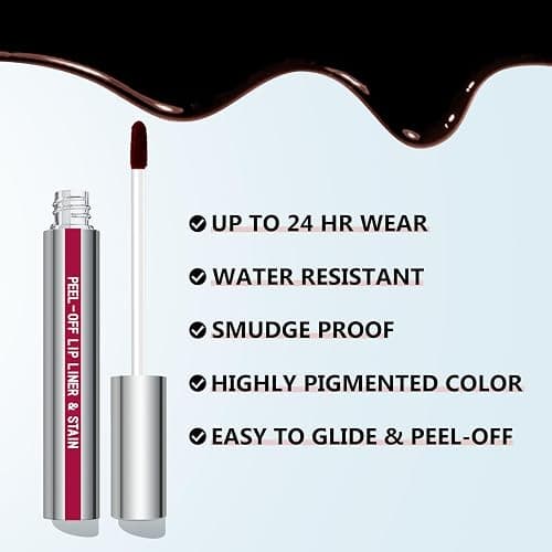 Cilrofelr Peel Off Lip Liner Stain, Long Wear Tattoo Lip Liner with Tweezer, Peel Off Lip Stain with Matte Finish, Long Lasting, Waterproof, Transfer-proof, Highly Pigmented Color (Berry) - Berry thumbnail 3