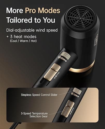 Hair Dryer, CONFU Blow Dryer with Diffuser, 21000PRM Professional Hairdryer, Portable Lightweight Fast Drying Negative Ionic Blow Dryer, Hair Diffuser for Curly Hair for Home Travel thumbnail 5