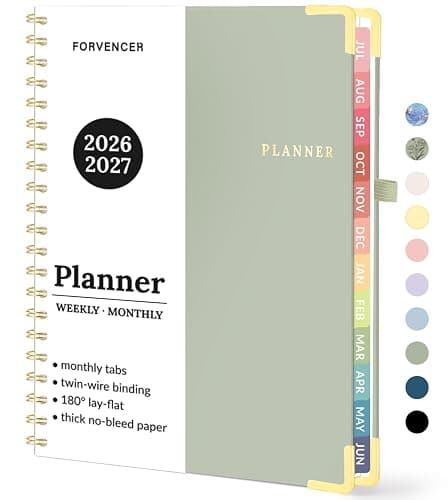 Forvencer Academic Planner 2026-2027, July 2026-June 2027 Weekly & Monthly Hardcover Calendar Planner, 8.5" X 11", Daily Agenda Book, School Office Notebook College Teacher Student Organizer A4, Green - Image 1