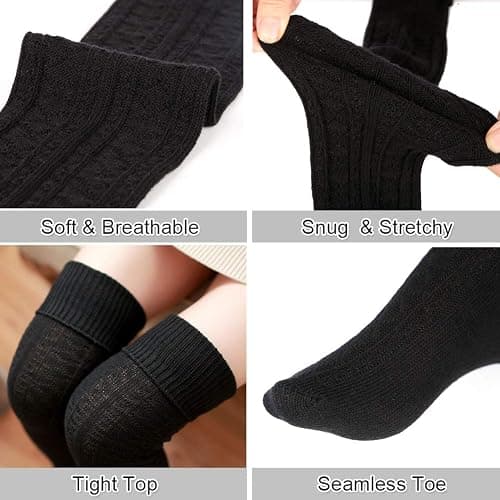 Women Thigh High Socks Extra Long Cotton Knit Warm Thick Tall Long Boot Stockings Leg Warmers thumbnail 6