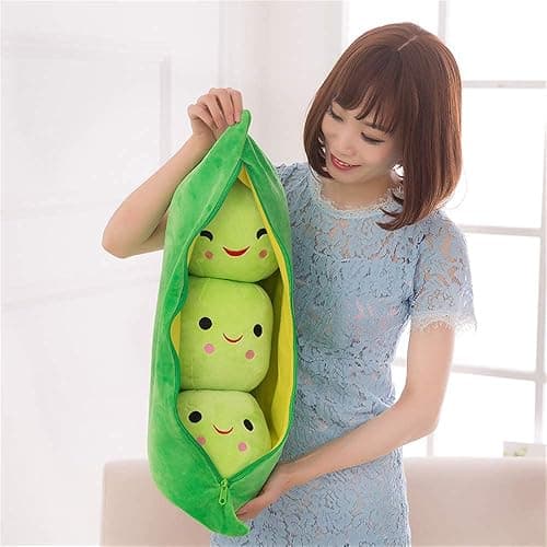 Giant Peas in A Pod Plush Toy Pea Pod Pillow Cute Pea Stuffed Toys Plant Doll Various Sizes (Green Beans,15.7''/40cm) - Green Beans - 15.7''/40cm thumbnail 5