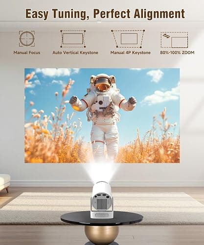 Mini Projector with WiFi 6 and Bluetooth 5.4, Portable Smart Projector 4K Support, 5w Soundbase Speaker, Auto Keystone, 180° Rotatable, Proyector for Home Bedroom Movie HY300Pro+ thumbnail 3