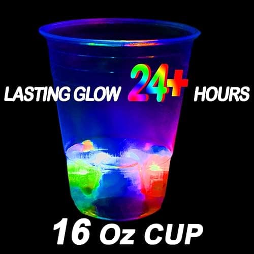 16oz Glowing Party Cups for Indoor Outdoor Party Event Fun, Pack with Flashing color Bright Glow-In-The-Dark Colors for House Parties Birthdays Concerts Weddings BBQ Beach DJ Holidays thumbnail 3