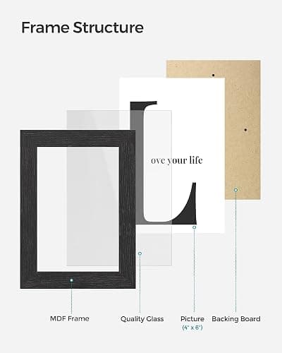 SONGMICS Collage Picture Frames, 4x6 for Wall Decor Set of 12, Multi Family Photo for Gallery Decor, Hanging Display, Assembly Required, Ink Black - Ink Black thumbnail 6