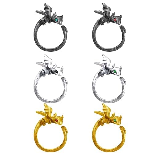 DTOFOOT 6pcs Knitting Dragon Crochet Loop Ring for Fingers Metal Open Yarn Guide Crochet Rings Adjustable Braided Faster Knitting Thimbles Holders Accessories for Crochet Mother Grandma Gifts with Box - Image 1
