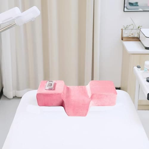 Beauty Salon Eyelash Extension Pillow Memory Foam Lash Pillow with Velvet Pillowcase Ergonomic Curve Improve Cervical Pillows for Neck Pain(Pink) thumbnail 4