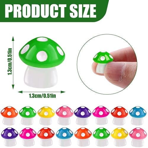 DIYDEC 100pcs Mini Resin Mushroom 8 Colors Small Mushrooms Figures Tiny Resin Mushrooms Plastic Little Miniature Mushrooms Bulk for Dollhouse Decor Micro Fairy Garden Landscape Aquarium Tiny Toys thumbnail 3