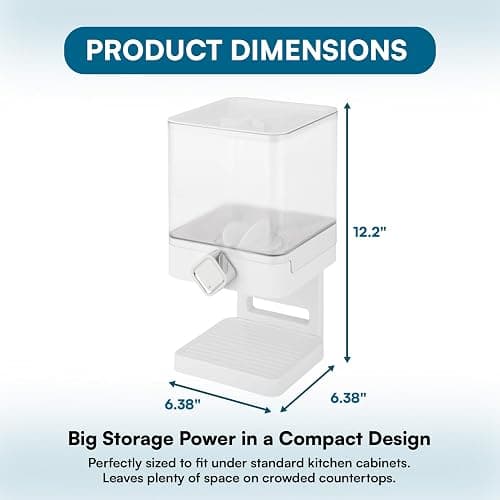 Zevro Compact Dry Food Dispenser, Single Control, White/Chrome thumbnail 3