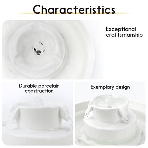 Lawfery Ceramic Cat Water Fountain, 2.1L/71oz Cupcake Pet Fountain | 3 Carbon Filters, 2 Quiet Pumps, Heavy Ceramic Body, and 360° Drinking Area, Drinking Bowl for Indoor Cats and Small Dogs thumbnail 3
