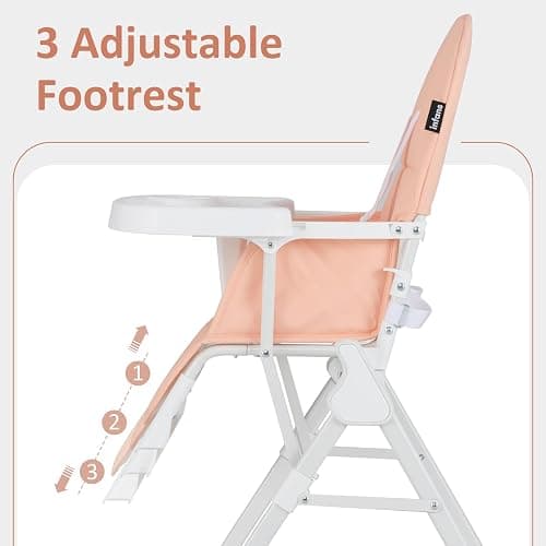 INFANS Baby High Chair, Quick Folding Portable Highchair for Babies and Toddlers with Adjustable Footrest Removable Dishwasher Tray PU Seat, Compact Highchairs for Baby Age 6-36 Months thumbnail 5