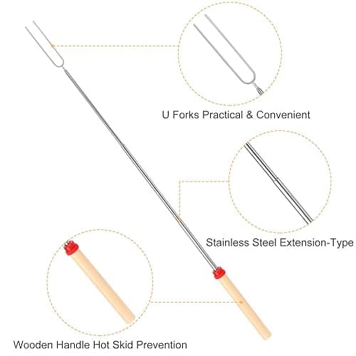 Marshmallow Roasting Sticks, Telescoping Smores Sticks for Open Fire Pit, 32 Inch Long Marshmallow Toasting Barbecue Forks BBQ S’mores Skewers for Campfire Camping Hotdog Hot Dog Bonfire Grill, 5 Pack - 5 Pcs thumbnail 4