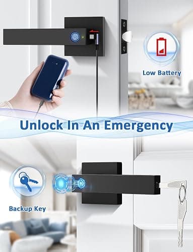 Tinewa Fingerprint Door Lock, Biometric Door Knob with Smart Lock, Keyless Entry Door Handle Lock with App, Bedroom, Office, Hotel, Pantry thumbnail 8