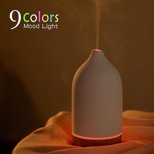 VIVITEST 200ML Ceramic Essential Oil Diffuser,Stone Essential Oil Diffuser,Ultrasonic Aromatherapy Diffusers for Home thumbnail 5