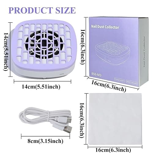 USB Mini Manicure Nail Vacuum Cleaner Strong Suction Nail Dust Collector Portable Nail Art Vacuum Dust Cleaner Extractor Fan (WITHE) thumbnail 7