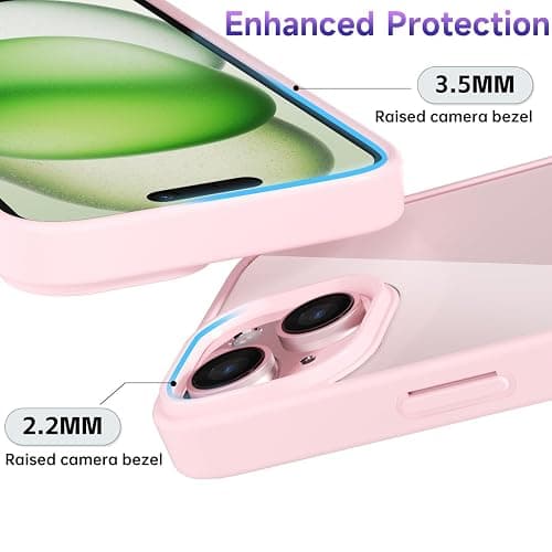 oakxco Thin Slim Clear case for iPhone 15 iPhone 14 iPhone 13 Case, Transparent Hybrid Hard Plastic & Soft Silicone Rubber Bumper, Non-Yellow Acrylic Protective Cover for Women Girl, Light Pink thumbnail 5