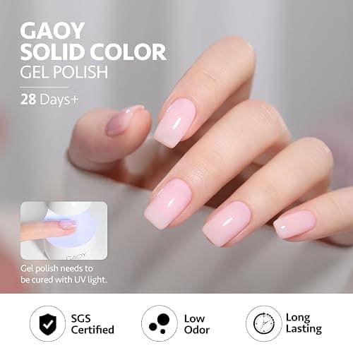GAOY Gel Nail Polish Kit, 3 Colors 16ml Jelly Black White Pink, Soak Off UV Gel Polish Set - Encounter Romance thumbnail 5
