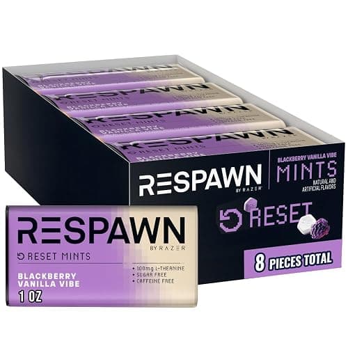 RESPAWN BY Razer RESET Blackberry Vanilla Sugar Free Mints Bulk, 8 Pack 1oz | Travel essentials: a breath mints bulk pack of sugar-free candy! Ideal mints for bad breath, gaming, and office workers - Image 1