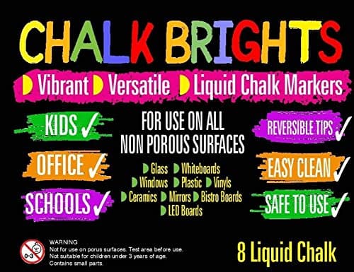 Chalk Pens for Blackboards Glass and Windows - 8 Coloured Chalk Markers | Reversible 6mm Bullet & Chisel Tips, Wipe-Clean Liquid Ink, Neon Shades, for Tuff Trays, Menus & Pavement Signs thumbnail 7