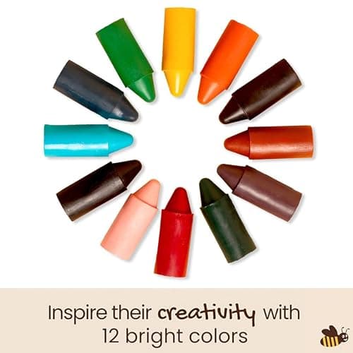 Honeysticks 100% Pure Beeswax Crayons (12 Pack) - Non Toxic Crayons for Toddlers 1-3, Safe for Baby from 1 Year Old Plus, Handmade with Natural Beeswax and Food-Grade Colors, Eco Friendly thumbnail 6