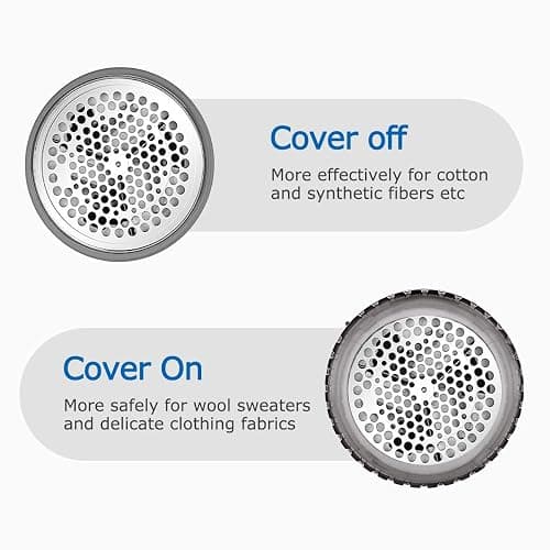 BEAUTURAL Fabric Shaver and Lint Remover, Sweater Defuzzer with 2-Speeds, 2 Replaceable Stainless Steel Blades, Battery Operated, Remove Clothes Fuzz, Lint Balls, Pills, Bobbles Gray thumbnail 2