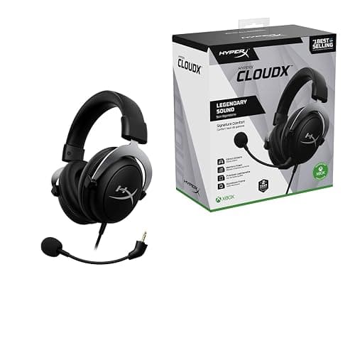 HyperX CloudX, Official Xbox Licensed Gaming Headset, Compatible with Xbox One and Series X|S, Memory Foam Ear Cushions, Detachable Noise-Cancelling Mic, in-line Audio Controls,Black/ Silver thumbnail 6