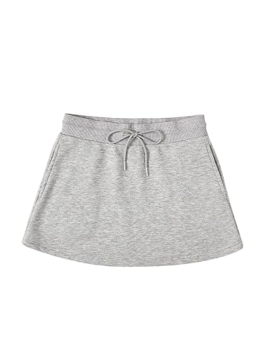 SHENHE Women's Drawstring Sweat Skirt Mid Waist Casual Mini Skirt with Pockets - Image 1