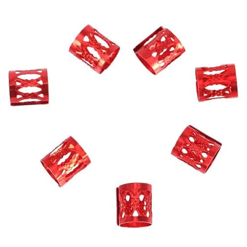 100PCS Braiding Beads Metal Cuffs,New Colorful Dreadlocks Beads Hair Braid Rings Clips Dread Locks, Rings Cuff Hair Decoration Braiding Filigree Tube Hair Jewelry (red) thumbnail 5