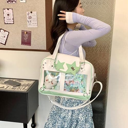 Women Display Shoulder Bag Large Capacity Ita Handbag PU Leather Kawaii Star Itabag Travel Shopping Commute Bag thumbnail 8