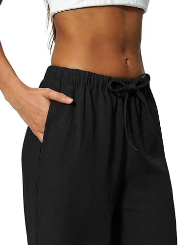 QINSEN Womens Wide Leg Palazzo Pants Wrinkle Resistant Flowy Drape Trousers | Inseam 28" / 29.5" / 31.5" , Side Pockets, Drawstring Elastic Waist, High Rise, Casual Loungewear, Airpot Travel Outfits thumbnail 5