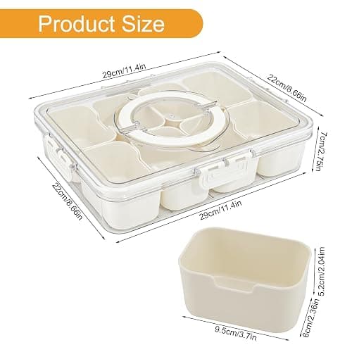 BETA SPACE Snack Box Containers, Divided Serving Tray with Lid, Veggie Tray Snackle Box Charcuterie Board with Lid,8 Inside Containers (2 Pack) thumbnail 2
