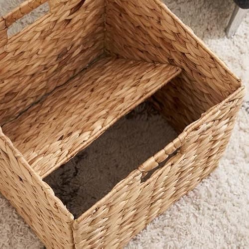 M4DECOR 10.5 x 10.5 Storage Cubes – Water Hyacinth Wicker Baskets for Organizing, Wicker Storage Cubes, Storage Baskets for Shelves (4 Packs 10.5in) thumbnail 4