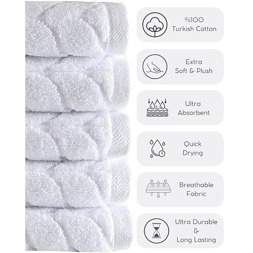 BAGNO MILANO Turkish Bath Towels, Soft Plush Jacquard Luxury Bath Towels, Quick Dry Towel Set (Sand Beige, 4 Pcs Hand Towel Set) thumbnail 8