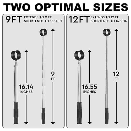 JKL 9Ft/12Ft Golf Ball Retriever for Water Telescopic, Stainless Steel Shaft, High Durability Double-Sided Ball Picker Upper Grabber, Golf Gifts for Golfers thumbnail 7