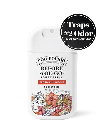 Poo-Pourri Before-You-Go Pocket Toilet Spray, Travel Essentials, Tropical Hibiscus, 1 Fl Oz, Up to 50 Uses, On-The-Go Bathroom Odor Deodorizer with Essential Oils, TSA Approved Size, Hibiscus, Apricot thumbnail 2