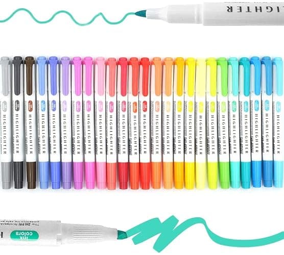 YOOUSOO 25 Pack Pastel Highlighters Assorted Colours, Dual Tip Bible Highlighter, Chisel Tip Mild Highlighters No Bleed Fluorescent Highlighter Pens for School Student Office Journals thumbnail 9