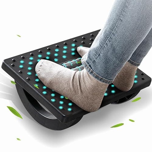 CasaZenith Foot Rest for Under Desk at Work - Ergonomic Foot Stools for Under Office Desk - Rocking Footrest with Roller Massager - Leg Rest for Chair, Computer Gaming - Promote Leg Circulation - Image 1